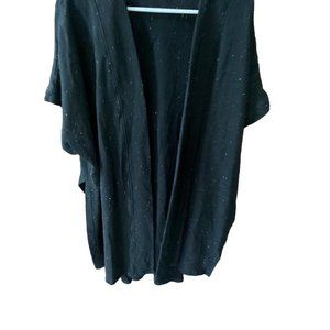 Aniche Womens Size Small Black Short sleeve Open Front Sweatshirt Speckled Multi